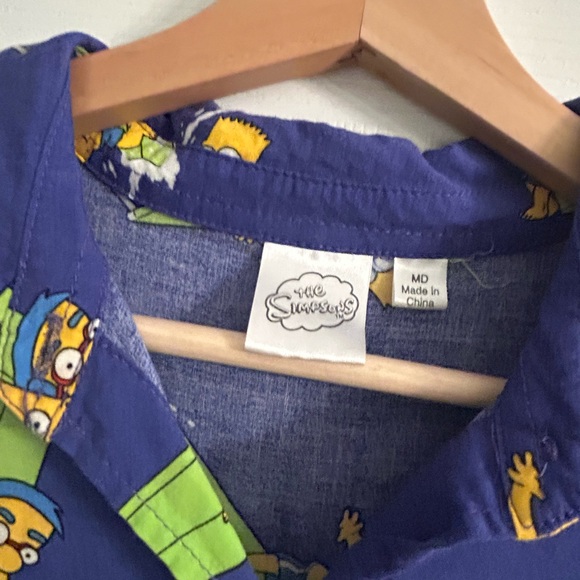 Vintage Bart Simpson Milhouse Print Men's Hawaiian Shirt Size Medium - Picture 3 of 6